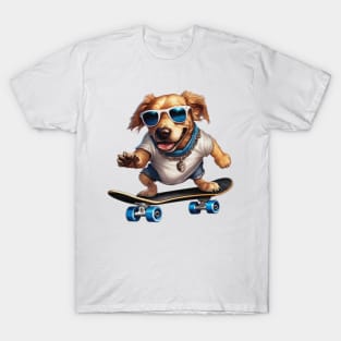 a dog riding a skateboard wearing sunglasses T-Shirt